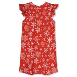 uideazone Christmas Nightgown for Girls Kids Snowflake Nightgown Cute Xmas Princess Sleeveless Pajamas A-line Sleep Dress Nightshirt