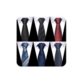 joy alice Tie For Men 6 PCS Necktie Woven Jacquard Neck Ties Set (Black,Dark Red,Blue,Navy Blue)
