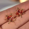 Thanksgiving Maple Leaf Earrings Orange Crystal Maple Leaf Hoop Earrings