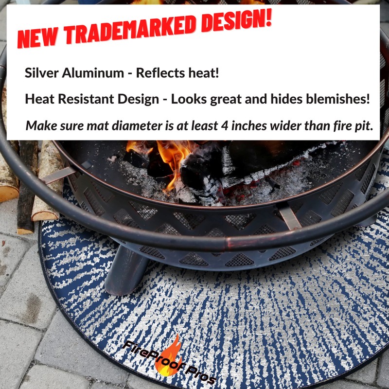 40" Blue Color Design fire mat for Under firepit. Heat