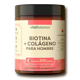 Vital Botanics Biotina Colágeno Hidrolizado Hombre Vitaminas Calcio Magnesio Zinc 200 Cápsulas 500 Meses Suministro Libre Gluten Aditivos