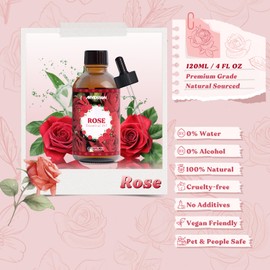 Rose Essential Oil 4 Fl Oz (120ml) - Pure and Natural Fragrance Oil, Aromatherapy Rose Oil for Diffusers, Massage, Candle Making, Room Spray Diffuser Oil for Home, Scented Oil Gift for Women