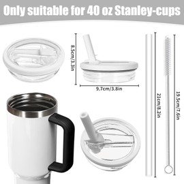 Milygobam 2pcs Leakproof Lid,40 Oz Tumbler Lids,Lid Leakproof with 2 Straws,1 Cleaning Brush,Compatible with StanleyS 40oz Cup