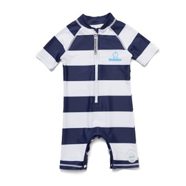 Bonverano (TM) - Traje de sol con protección solar UPF 50+ para niños, con cierre y sombrero de sol (3-6 meses, peces coloridos), Rayas, 3 Años