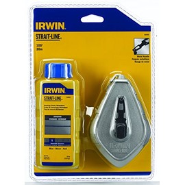 IRWIN Tools STRAIT-LINE 64499 Aluminum Refillable Chalk Line Reel with 4-Ounce Chalk, 100-foot, Blue (64499)