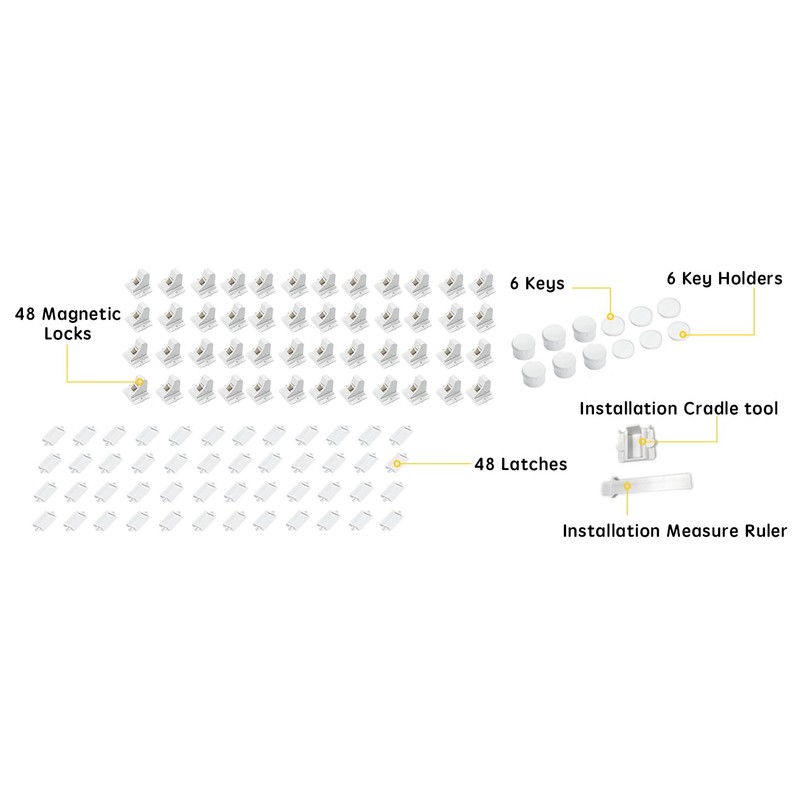Vmaisi Baby Proofing Magnetic Cabinet Locks (48 Locks and 6