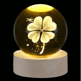Sahoottie 60mm 3D Four-Leaf Clover Crystal Ball Four-Leaf Clover Good Luck Gifts for Women Four-Leaf Clover Paperweight Four-Leaf Clover Glass Ball