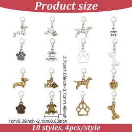 GOMAKERER 32 Pcs 8 Styles Dog Zipper Pull Charms, Pet Theme Alloy Zipper Pendant Bone Paw Print Zipper Pull Zipper Pull Decoration Replacement Zipper Pull Tab for Bag Luggage