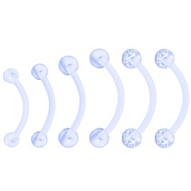 Goerhsjie 14G Bioflex Plastic Silicone Rubber Clear Flexible Pregnancy Maternity Belly Button Navel Rings Retainer Christina Piercing Para El Ombligo Mujer for Surgery 10mm 12mm 14mm 16mm Long Bar