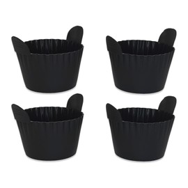 JANYUEPAI 4 Pack Air Fryer Ramekins, Non-Stick Egg Moulds & Muffin Cases for Air Fryers, Black - Fits All Models, Dishwasher Safe