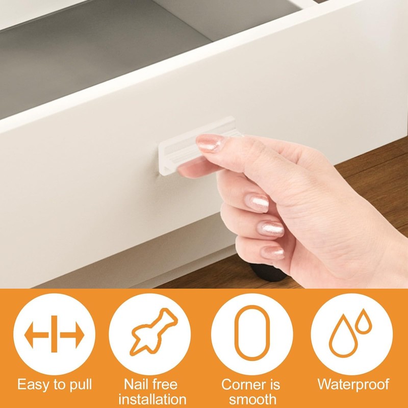 MOROBOR Mini Self-Stick Instant Cabinet Drawer Pulls, 20pcs Clear Silicone