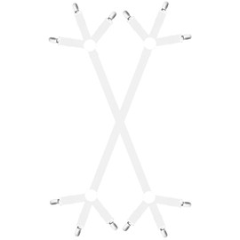 LICQIC 2 Pcs Bed Sheet Clips, Bed Sheet Holder, Bed Sheet Suspenders for Bedding, Keepers, Bedsheet Tie Downs (White, Long Type 3 Clips)