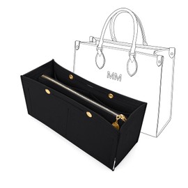 LEXSION Felt Purse Organizer Insert,Handbag Organizer with Detachalbe Zipper Pocket for ONTHEGO MM,3 Size 8034 Black Medium