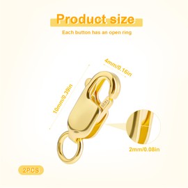 2pcs Necklace Clasp, Brass Necklace Clasp Closures Bracelet Connectors Charm Clasp with Open Jump Rings Necklace Clip Shorten for Necklace Bracelet Jewelry Repairing (Big)