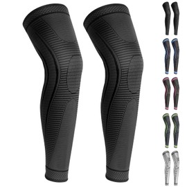 Ruilaibao 2 Pack Full Leg Compression Sleeves, Long Knee Brace Support for ACL,PCL, Meniscus Tear, Arthritis, Tendinitis,Men And Women (Black, Large)