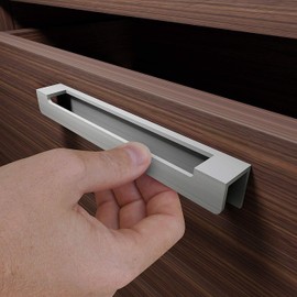 HRX Self-Adhesive Edge Fingerpull Door Handle - Easy to Install Screwless Peel and Stick on Glass, Wood, Metal, Plastic - Sliding Doors Knob for Kitchen Fronts, Drawers & Dressers Panels - 2 Pack