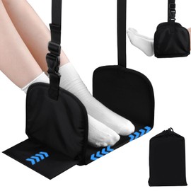 PENGARO Foot Rest Airplane, Airplane Foot Hammock with Wider Support, Memory Foam Plane Footrest for Feet Leg Rest Hammock Comfortable Foot Sling for Long Flight Travel Essentials Plane Trip, Black