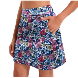 Oyamiki - Falda deportiva ligera para mujer, perfecta para correr, entrenamiento, deportes, golf, D04 Flores Coloridas Blanco, Large