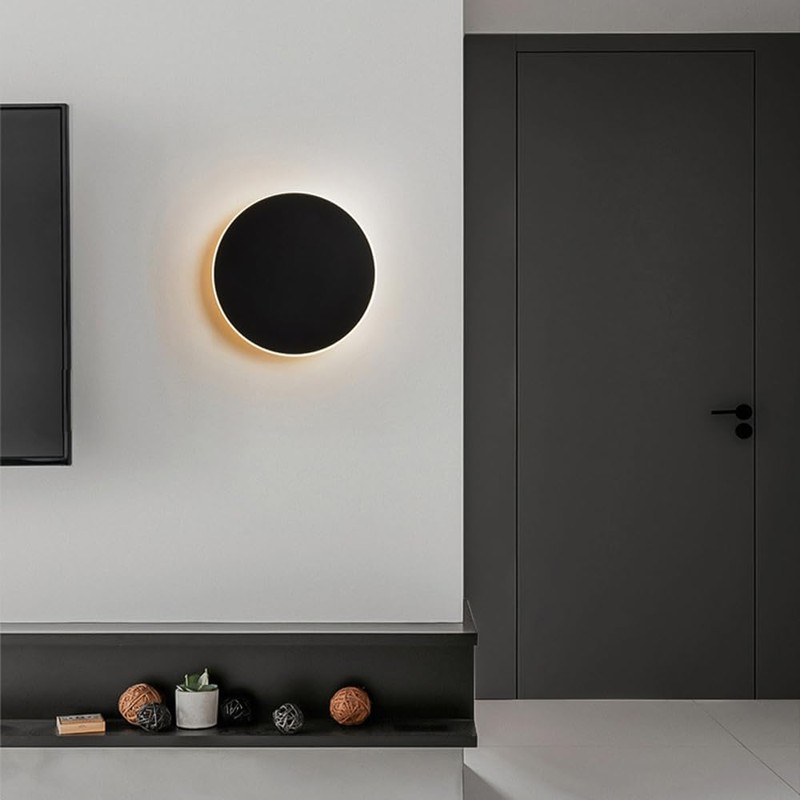 YXTSIMV Modern Minimalist Wall Light White/Black Round Disc Wall Sconce