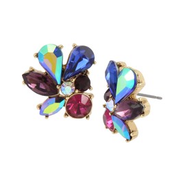 Betsey Johnson Stone Cluster Button Earrings