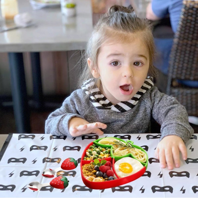 Ruliswong Kit Para Comida Bebe Silicona Cubiertos Set 5pcs