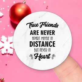 100pcs Words Quotes Round Stickers True Friends are Never Apart Maybe in Distance But Never in Heart Label Stickers Decals for Card Envelopes Seals Boxes Holiday Xmas Gifts Bags Packaging 3in