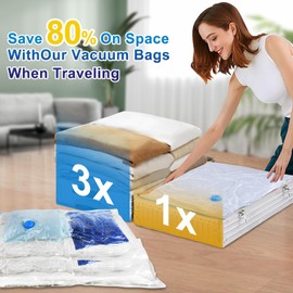 BAMCOO Vacuum storage Bags for clothes with Electric Pump Vacuum bags for duvets 5 Pack Large 80cm*60cm Vacuum Storage Bags for Travel Bedding Comforters Blankets Space Saver (UK-5Pack)