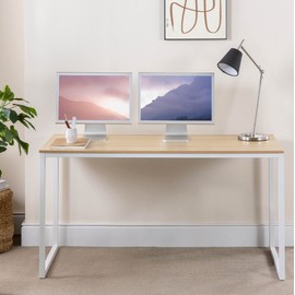 Zinus Jennifer 55 Inch White Frame Desk/Computer Workstation/Office Desk/Dining Table/Easy Assembly, Natural