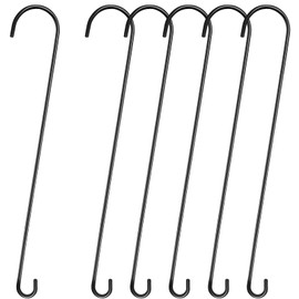 Leriton 6 Pack 36 Inch Large S Hooks for Hanging Plants Black Metal Plant Hanger Long Outdoor Hanging Tree Hooks for Tree Branch, Bird Feeder, Basket, Lantern, Indoor Closet, Garden