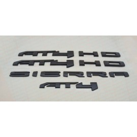 GMC 4PCS Matte Black Red AT4 HD Emblems Sierra Letters Fit GMC Sierra 2500HD 3500HD