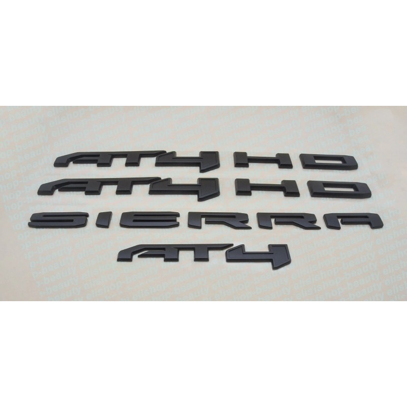 GMC 4PCS Matte Black Red AT4 HD Emblems Sierra Letters