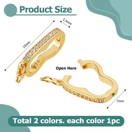 Hobbspring 2pcs Necklace Shortener Clasp 925 Sterling Silver Enhancer Push Clasps Connector Peanut Pearl Click Clasp Connector with Rhinestone for Pearl Gemstone Bead Necklace Jewelry Making