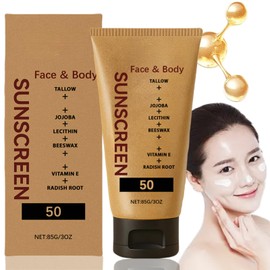 Beef Tallow Sunscreen SPF 50 Face,Orga/nic Beef Tallow Sunscreen,Non-Tox/ic Natural Mineral Sunsc/reen,Natural Sun Cream for Face & Body,Orga/nic Grass-Fed B/eef Tall/ow & Non Nano Zi/nc Oxi/de