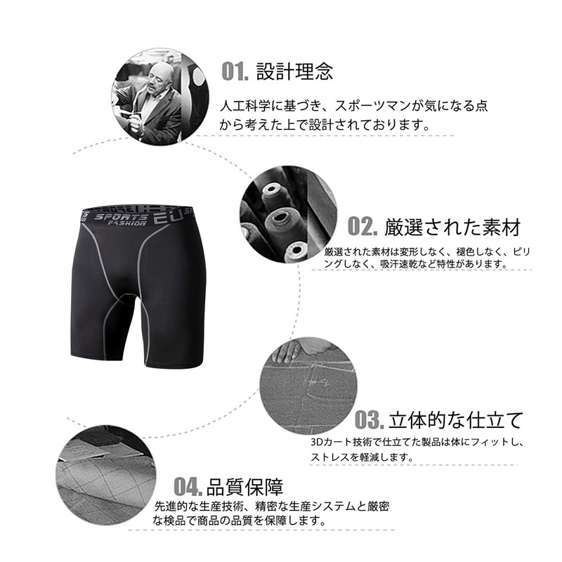 Sillictor Men's Compression Shorts, Sports, Tights, Leggings, Spats, UV Protection,