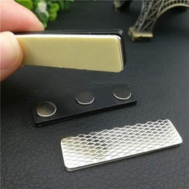 Onwon 20 Pieces Name Badge Magnets Magnetic Name Tag Holders ID Fastener Clip with Three Premium Strength Neodymium Magnets and Adhesive Backing - No Holes in Your Fine Jackets or Shirts, Navy Blue