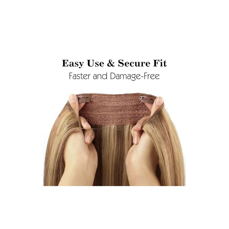 Sassina Extensiones de Cabello con Alambre Invisible, Cabello Humano Real,