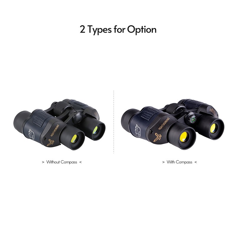 60x60 Binoculars Compact Waterproof Binocular Telescope with Low Light Night