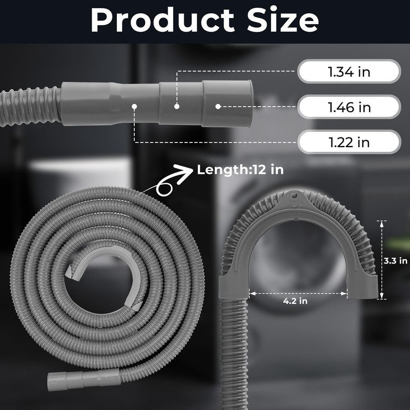 Funmit 12Ft Universal Washing Machine Drain Hose Flexible Extension Hose