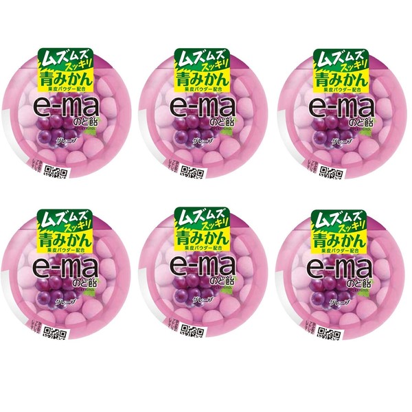 Mikakuto e-ma Throat Candy Container, Grape, 1.1 oz (33 g) x 6 Packs