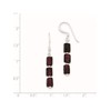 Sterling Silver Three Stone Garnet Dangle Earrings (Length=37) (Width=5)
