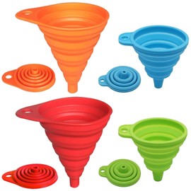 Juego de 4 embudos de cocina, pequeos y grandes, accesorios de cocina mejorados, embudos plegables de silicona plegables para llenar botellas de agua 