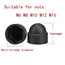 Maxhanest M6 Black PE Plastic Outer Hexagon Screw Nut Protective Cover Caps 10pc/set