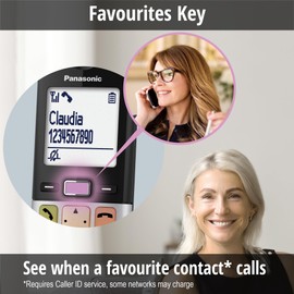 Panasonic Digital Cordless Phone with Answering Machine, Large Display, Hearing Aid Compatibility, Torchlight, Black & Silver (KX-TGU432AZB)