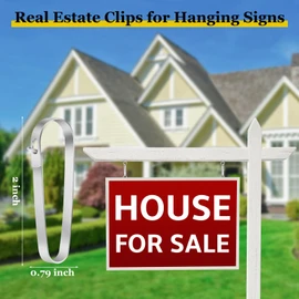 Daletu 16 PACKS Real Estate Sign Clips for Hanging Signs, Real Estate Sign Rider Clips, Metal Sign Clips to Hanging Sign Posts, Stainless Steel Fence Clips for Sale and Open House Signs