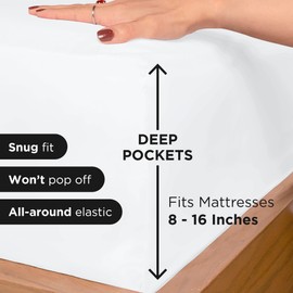 Royale Linens Fitted Sheet King - Ultra Soft 1800 Brushed Microfiber - Hotel Luxury Bottom Sheets - Wrinkle Free & Fade Resistant - Deep Pocket Fitted Sheet Only (King, White)