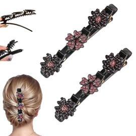 STAFANIE Sparkling Crystal Stone Braided Hair Clips for Women，Hair Clips for Styling Hair Barrettes for Women and Girls,Double-Layer Duckbill Clips, Non-Slip Hair Accessories(D-2Pcs)