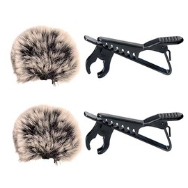 Pin Microphone Accessories Windproof Noise Reducing Hairy Windscreen 2pcs Mini Microphone Clip Microphone Clip Holder Mic Lapel Tie Clip Holder 2pcs Black Set of 4