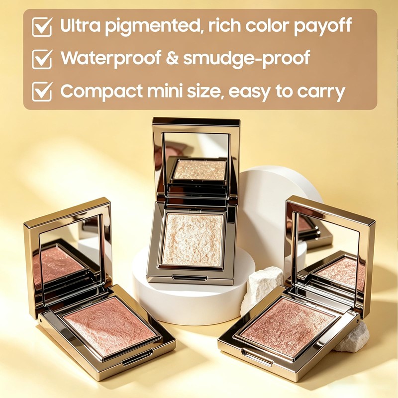 OETUIOW Shimmer Eyeshadow High Sparkle High Pigment Eyeshadow Pear White