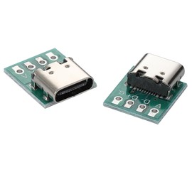 Greluma 6PCS 16 Pin Type-C Male to 2.54mm PCB Adapter USB C to DIP 4 Pin for Charging and Data Transfer