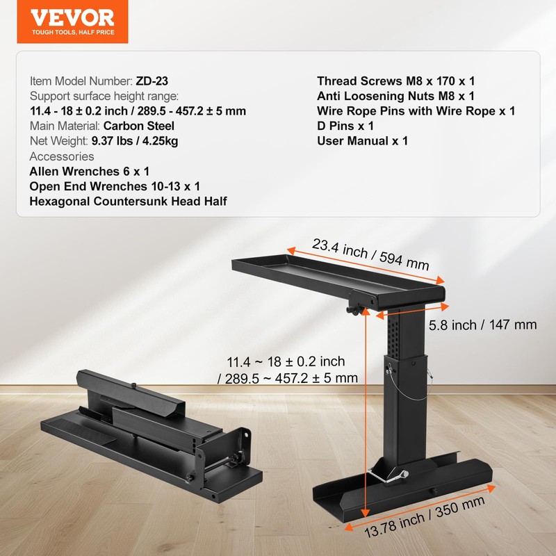 VEVOR Ladder Extender 23.4x5.8-Inch, High Strength Ladder Aide, 11.4”-18” Adjustable
